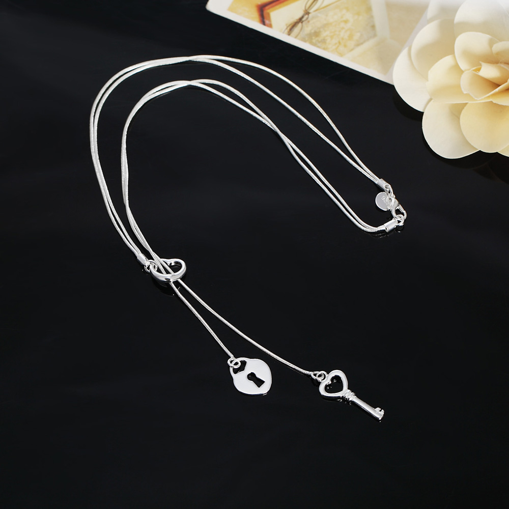Chain Lock Combination - Collier romantique en argent regardé 925